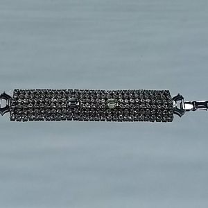 Vintage Rhinestone Bracelet, 6 stones wide
